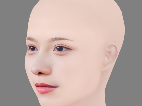 Kawaei Rina Head - No Hair - Low poly head for game 3D 모델