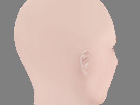 Kawaei Rina Head - No Hair - Low poly head for game 3D 모델