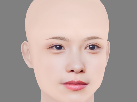 Kawaei Rina Head - No Hair - Low poly head for game 3D 모델