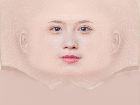 Kawaei Rina Head - No Hair - Low poly head for game 3D 모델