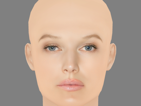 Toni Garrn Head - No Hair - Low poly head for game 3D Model