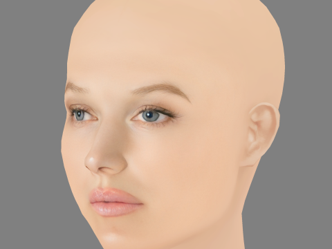 Toni Garrn Head - No Hair - Low poly head for game 3D Model