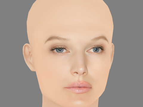 Toni Garrn Head - No Hair - Low poly head for game 3D Model