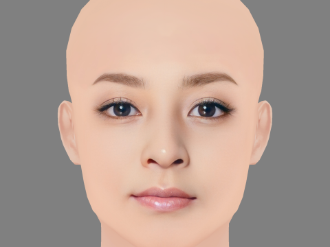 Głowa Tomomi Itano - No Hair - Głowa Low Poly do gry Model 3D