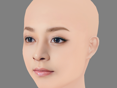 Głowa Tomomi Itano - No Hair - Głowa Low Poly do gry Model 3D