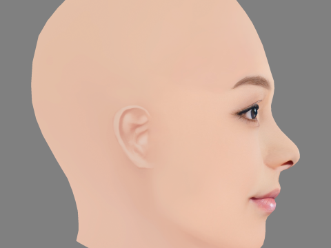 Głowa Tomomi Itano - No Hair - Głowa Low Poly do gry Model 3D