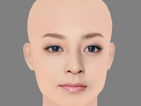 Głowa Tomomi Itano - No Hair - Głowa Low Poly do gry Model 3D