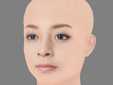 Głowa Tomomi Itano - No Hair - Głowa Low Poly do gry Model 3D