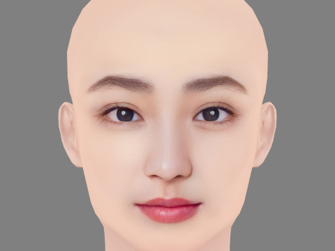 Yuna Taira Head - No Hair - Low poly head for game Modelo 3D