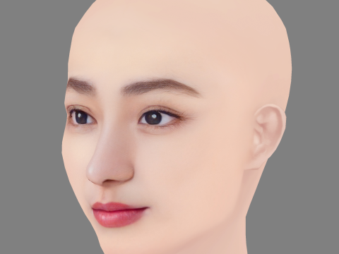 Yuna Taira Head - No Hair - Low poly head for game Modelo 3D