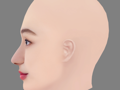 Yuna Taira Head - No Hair - Low poly head for game Modelo 3D