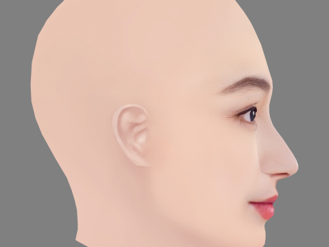 Yuna Taira Head - No Hair - Low poly head for game Modelo 3D