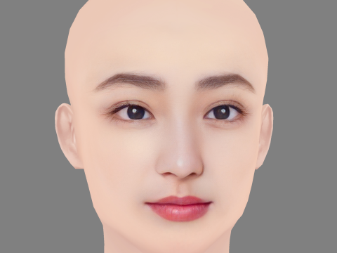 Yuna Taira Head - No Hair - Low poly head for game Modelo 3D