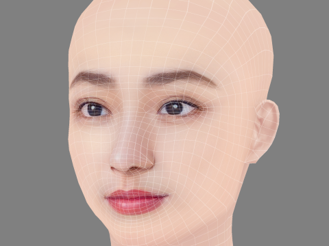 Yuna Taira Head - No Hair - Low poly head for game Modelo 3D