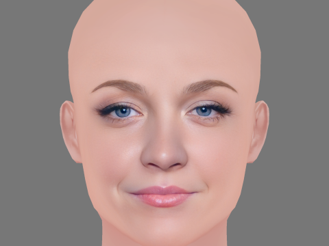 애비 엘리엇 헤드 - 머리카락 없음 - 게임용 로우 폴리 헤드 3D 모델