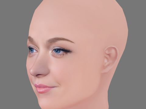 애비 엘리엇 헤드 - 머리카락 없음 - 게임용 로우 폴리 헤드 3D 모델