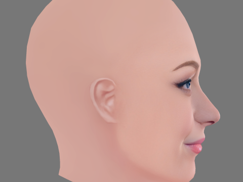 애비 엘리엇 헤드 - 머리카락 없음 - 게임용 로우 폴리 헤드 3D 모델
