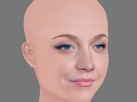 애비 엘리엇 헤드 - 머리카락 없음 - 게임용 로우 폴리 헤드 3D 모델