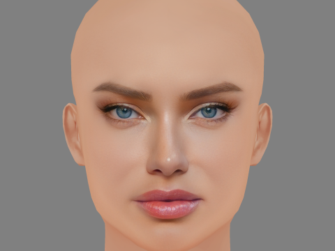 Adriana Lima Head - No Hair - Low poly head for game 3D Model