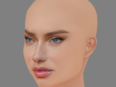 Adriana Lima Head - No Hair - Low poly head for game 3D Model