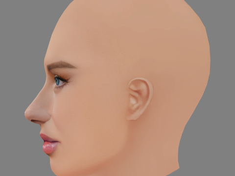 Adriana Lima Head - No Hair - Low poly head for game 3D Model