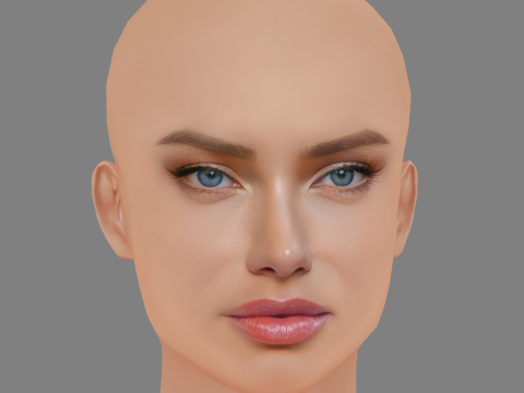 Adriana Lima Head - No Hair - Low poly head for game 3D Model