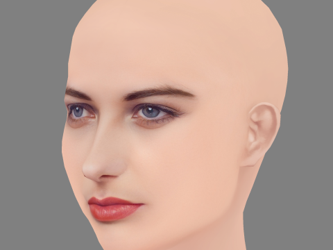 Agnieszka Kotlarska Head - No Hair - Low poly head for game 3D Model