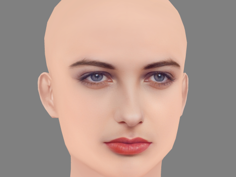 Agnieszka Kotlarska Head - No Hair - Low poly head for game 3D Model