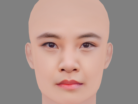Голова Еймі Кван - без волосся - низькополігональна голова для гри 3D Модель