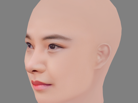 Голова Еймі Кван - без волосся - низькополігональна голова для гри 3D Модель