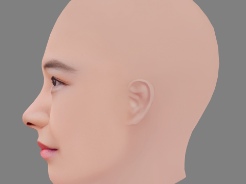 Голова Еймі Кван - без волосся - низькополігональна голова для гри 3D Модель