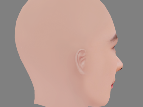 Голова Еймі Кван - без волосся - низькополігональна голова для гри 3D Модель