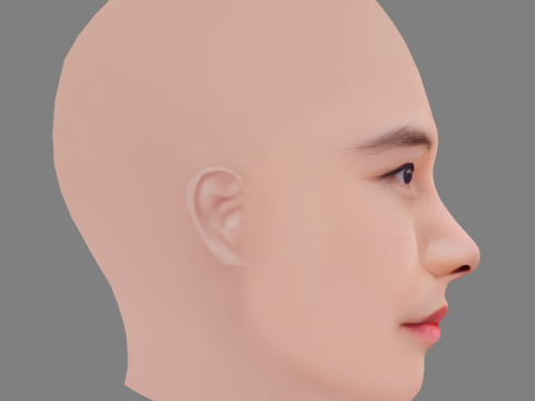 Голова Еймі Кван - без волосся - низькополігональна голова для гри 3D Модель