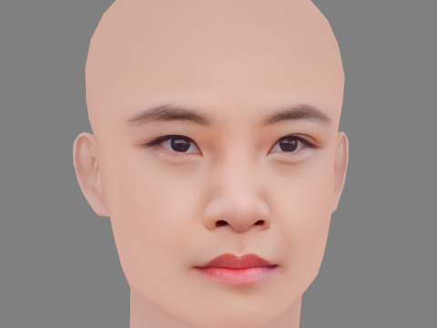 Голова Еймі Кван - без волосся - низькополігональна голова для гри 3D Модель