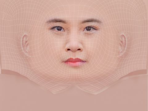 Голова Еймі Кван - без волосся - низькополігональна голова для гри 3D Модель