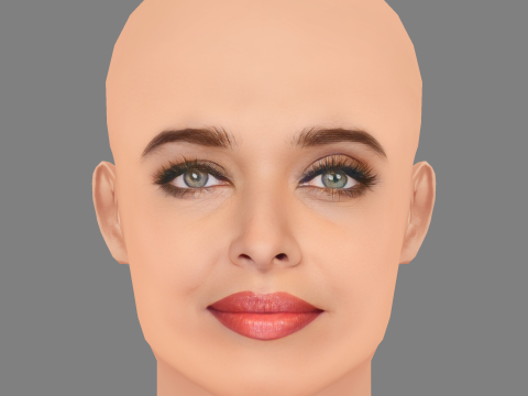 Aishwarya Rai Head - No Hair - Low poly head for game 3D Model