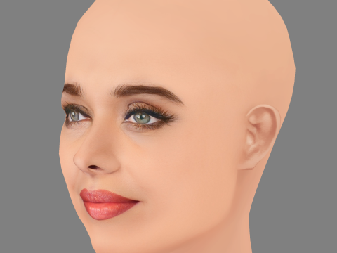 Aishwarya Rai Head - No Hair - Low poly head for game 3D Model
