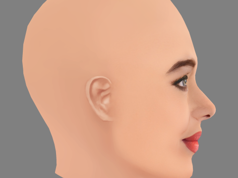 Aishwarya Rai Head - No Hair - Low poly head for game 3D Model