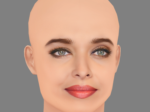 Aishwarya Rai Head - No Hair - Low poly head for game 3D Model