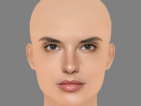 Testa di Alessandra Ambrosio - Senza capelli - Testa in polietilene bassa per gioco Modello 3D