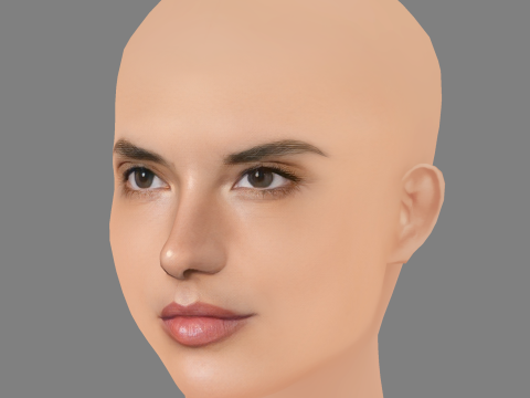 Testa di Alessandra Ambrosio - Senza capelli - Testa in polietilene bassa per gioco Modello 3D