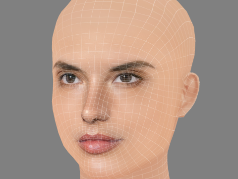 Testa di Alessandra Ambrosio - Senza capelli - Testa in polietilene bassa per gioco Modello 3D