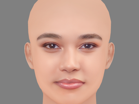 Alexandra Shipp Head - No Hair - Low poly head for game 3D Model
