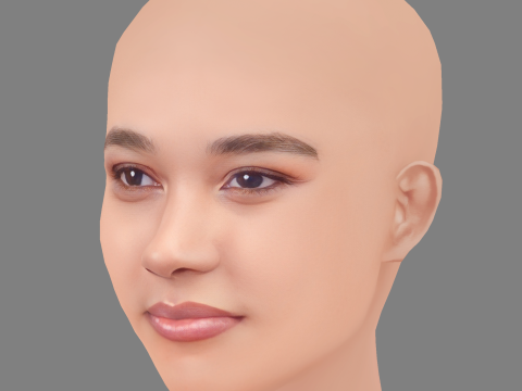 Alexandra Shipp Head - No Hair - Low poly head for game 3D Model