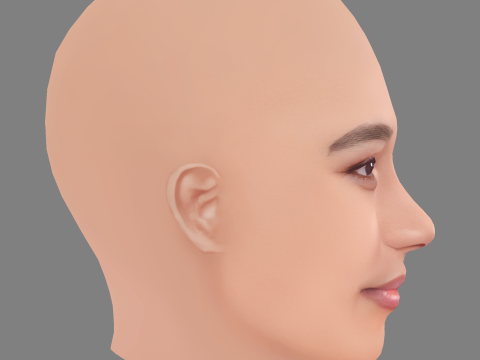 Alexandra Shipp Head - No Hair - Low poly head for game 3D Model