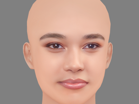 Alexandra Shipp Head - No Hair - Low poly head for game 3D Model