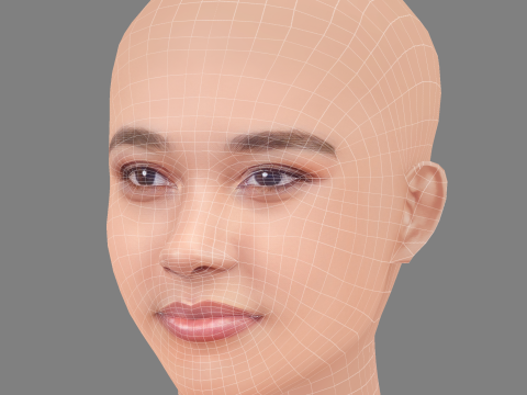 Alexandra Shipp Head - No Hair - Low poly head for game 3D Model