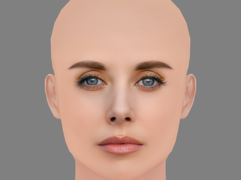 Alison Brie Head - Saçsız - Oyun için düşük poli kafa 3D Model