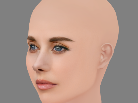 Alison Brie Head - Saçsız - Oyun için düşük poli kafa 3D Model