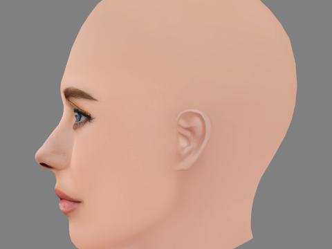 Alison Brie Head - Saçsız - Oyun için düşük poli kafa 3D Model